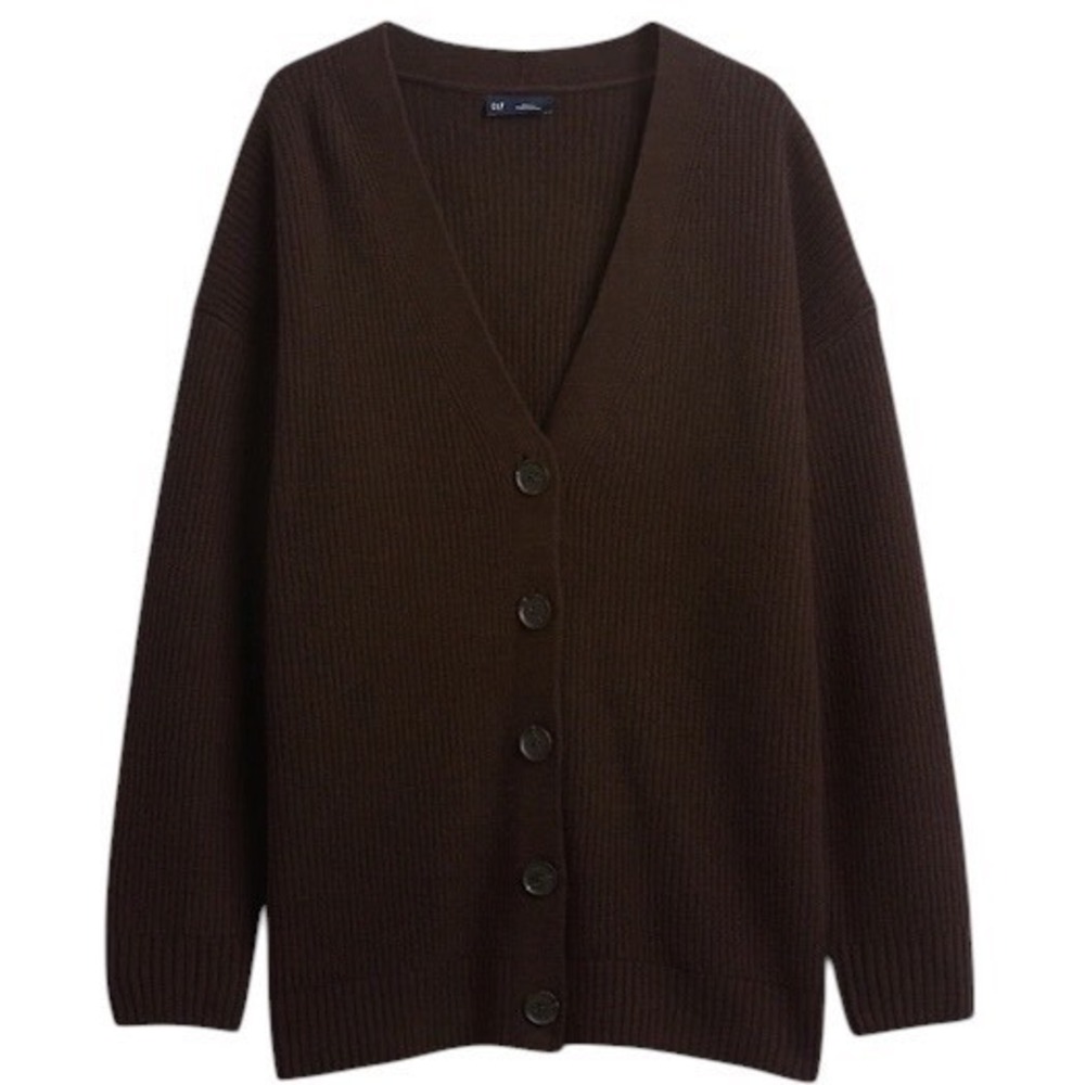 GAP CashSoft Oversized Cardigan Sweater Brown Oversized V-Neck Small NWT
